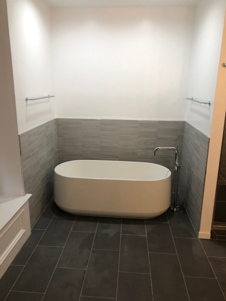 Bathroom remodel with a free standing tub
