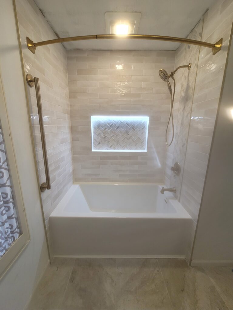 tile surround with a lighted niche