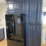 a blue kitchen