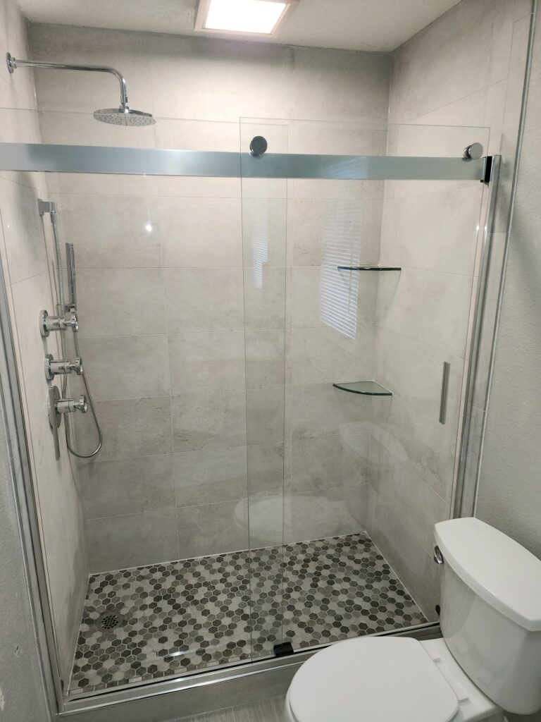 Convert a tub to a tiled shower