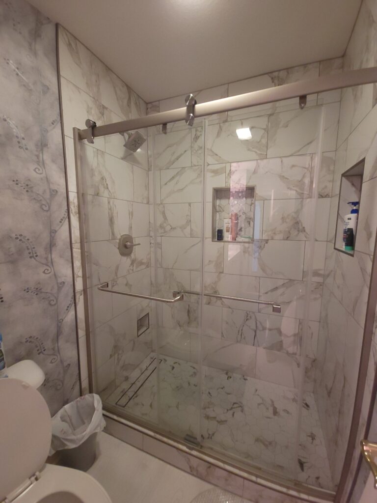 New tiled showers