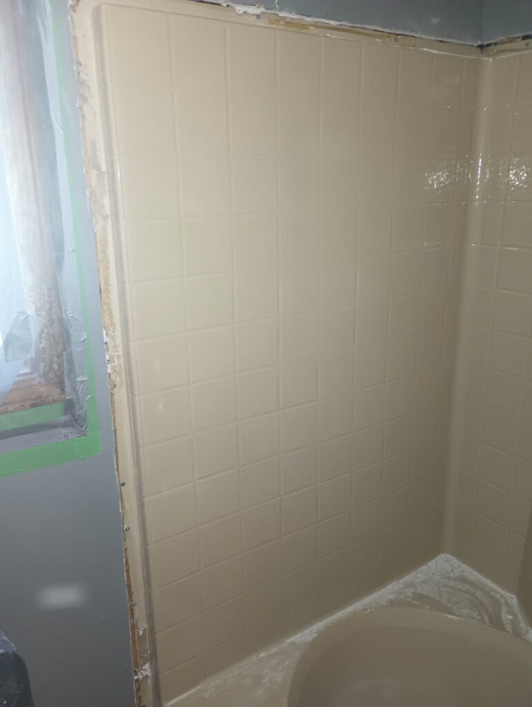 Tile Shower with Waterfall Accent