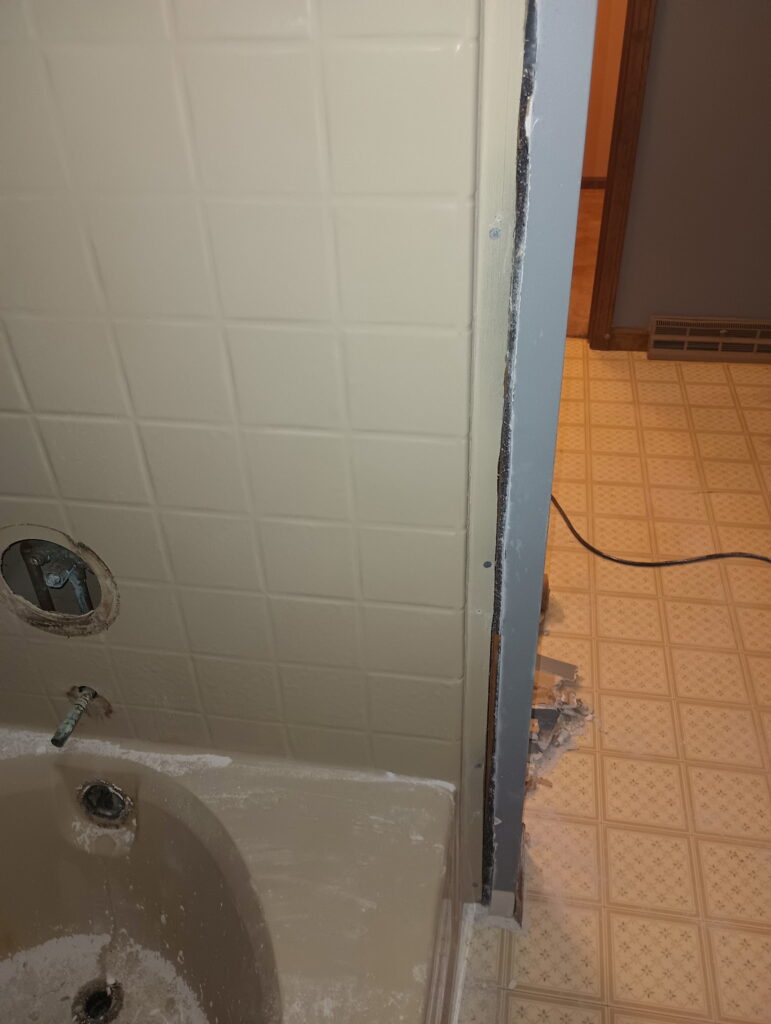 Tile Shower with Waterfall Accent